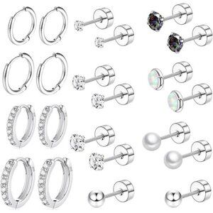 Surgical Steel Flat Back Earrings Set for Multiple Piercing Sensitive